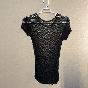 Carole Little Black Knit Mesh Top